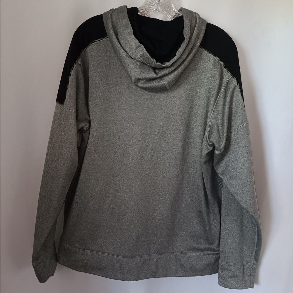 Nike L Gray Hooded Pullover Sweatshirt Wavy Outlined Swoosh Therma-FIT Mid-2010 - Picture 5 of 5